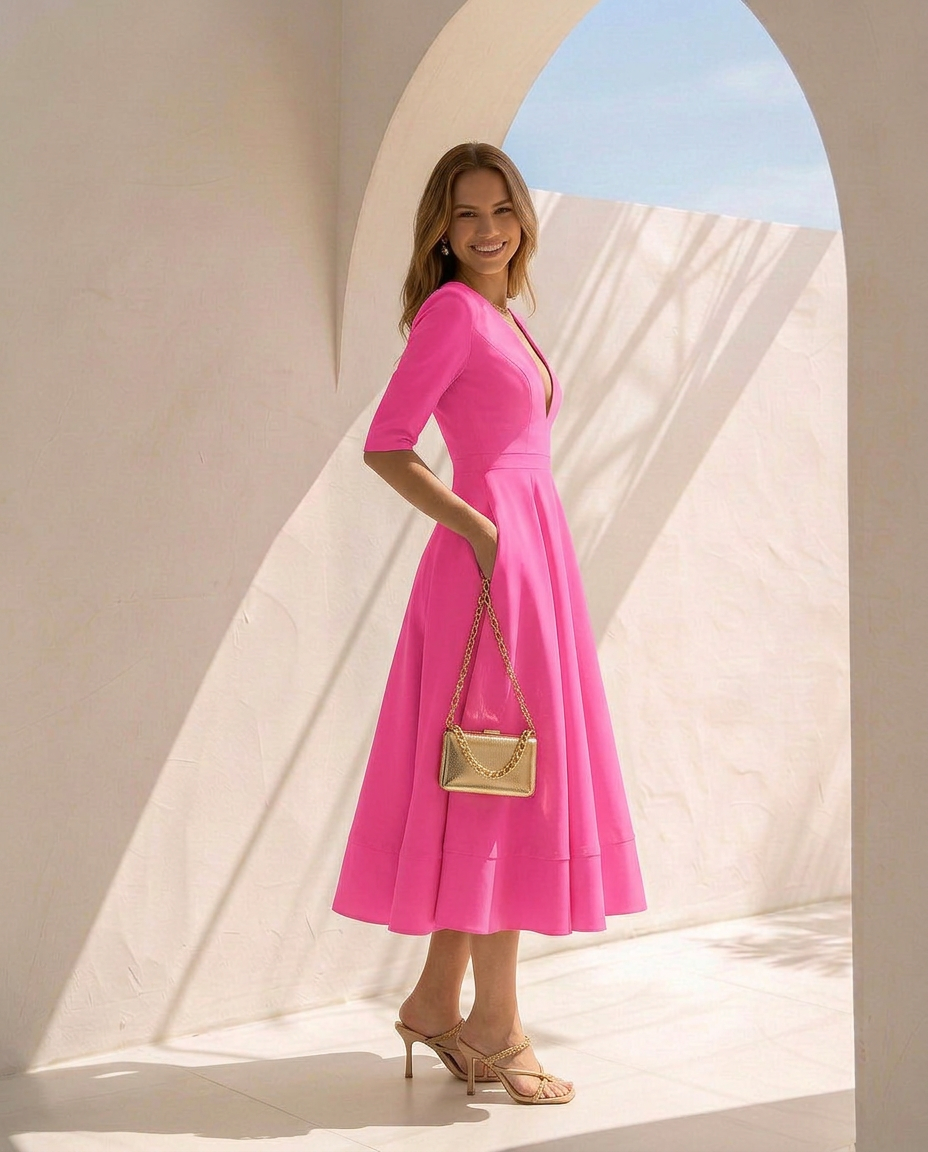 Céleste · Vestido midi de silueta fluida
