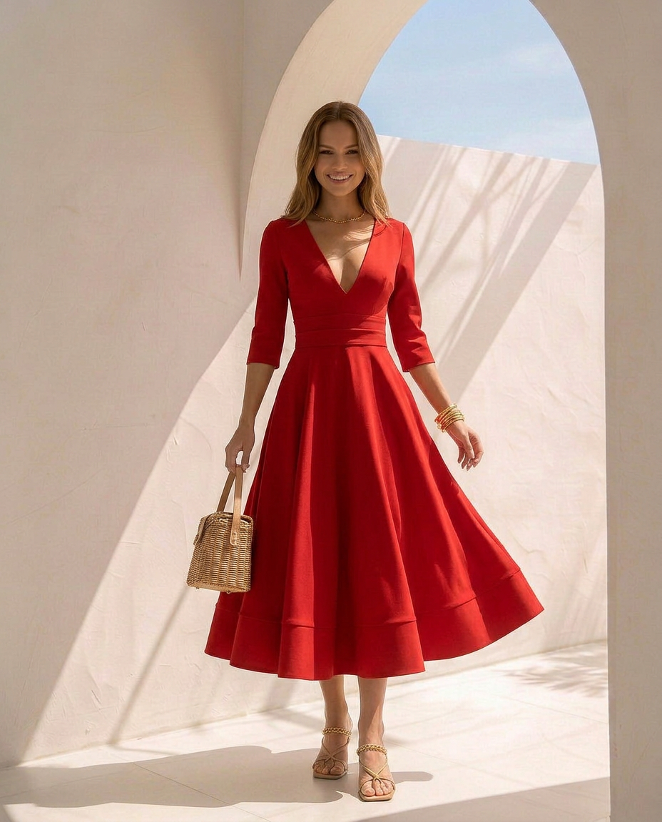 Céleste · Vestido midi de silueta fluida