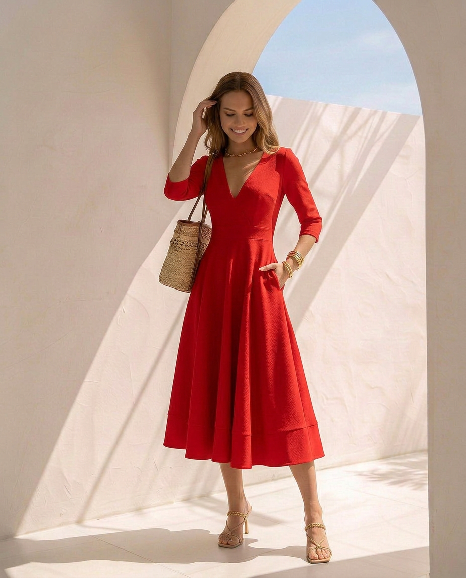 Céleste · Vestido midi de silueta fluida