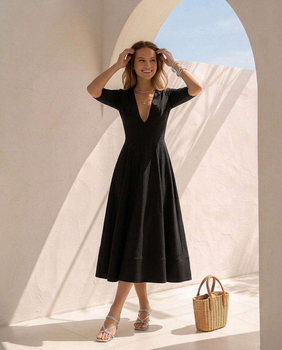Céleste · Vestido midi de silueta fluida