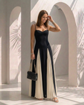 Noir Éclipse · Vestido largo bicolor