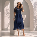 Valerisse · Vestido midi de encaje azul marino