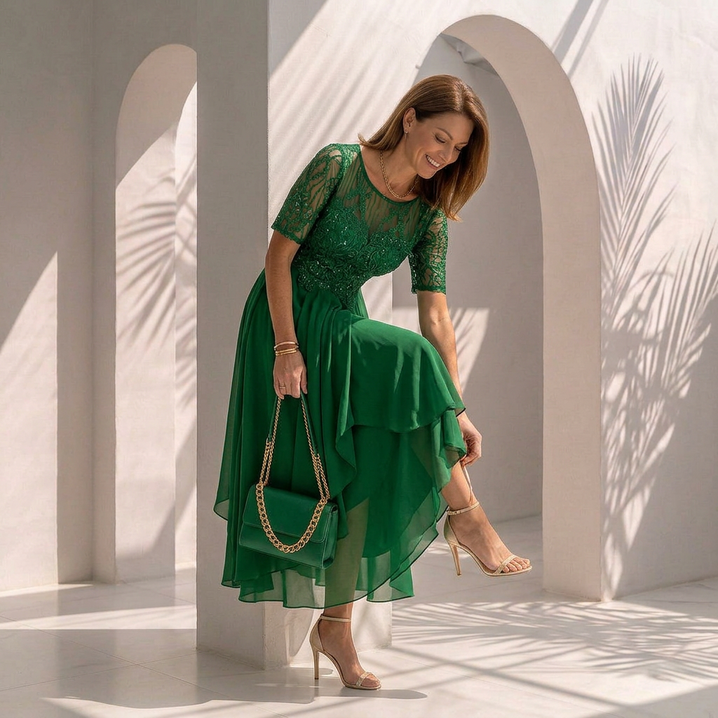 Valerisse · Vestido midi de encaje azul marino