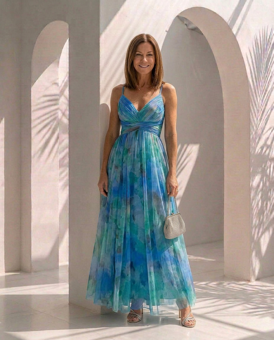 Rosélia · Vestido largo floral de gasa