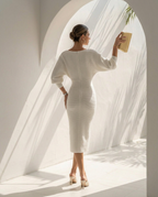 Isolde · Vestido midi drapeado con mangas murciélago