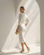 Isolde · Vestido midi drapeado con mangas murciélago