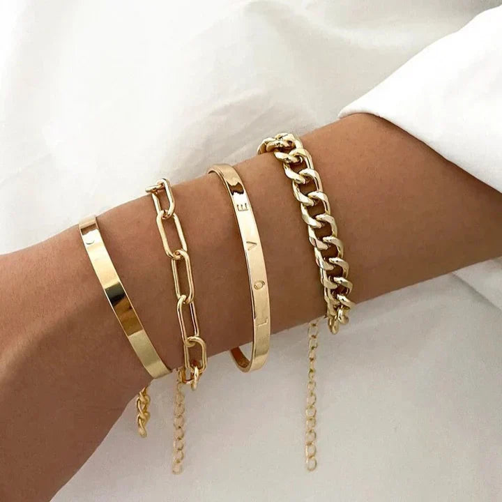 Elan Mercer | Conjunto de Pulseras Doradas